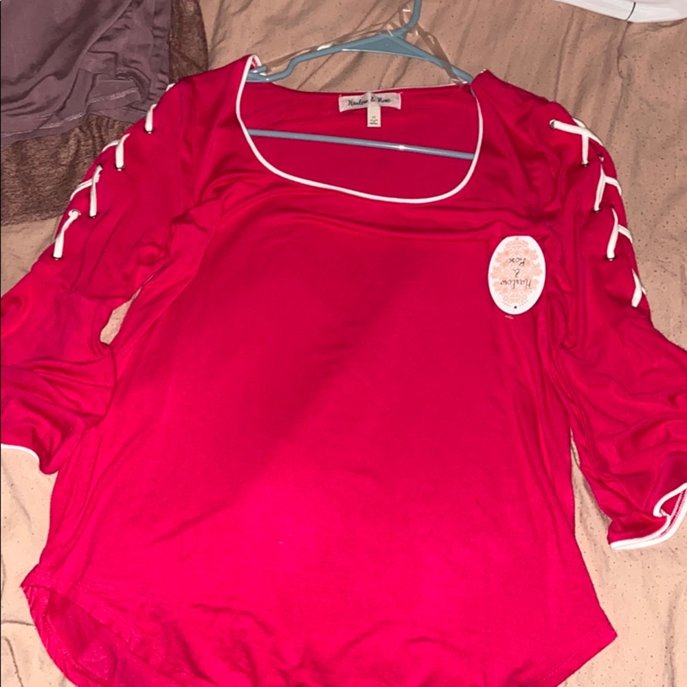 cute hot pink lace arms blouse